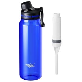 1060mL Water Filter Bottle, 4Stage F Daily Hydration Travel, Blue Translucent