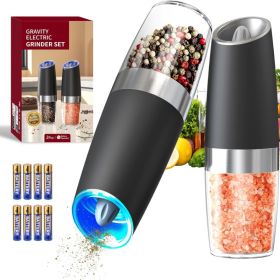 Electric Salt & Pepper Grinder With LED Light, Adjustable Coarseness, Battery Operated, Black