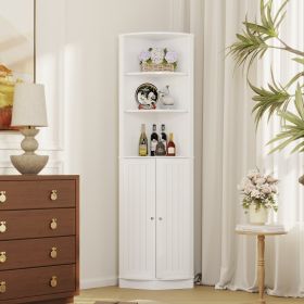 67" Tall Corner Cabinet with 2 Doors and Adjustable Shelves, Narrow Freestanding Storage Cabinet Organizer, Corner Storage Cabinets for Bathroom, Kitc