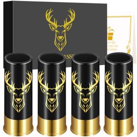 4 Deer Heads 1.5 Ounces - Reusable High-quality Plastic Bullet Cup, Suitable For Whiskey, Cocktails, And Wine, Perfect For Bars, Parties, And Gifts (Option: Black XJB0106)